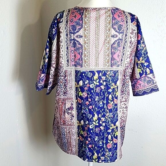 Multicolor Peasant Top in Mixed Designs, Blues, Pink, Size XXL, NWOT - Picture 6 of 7